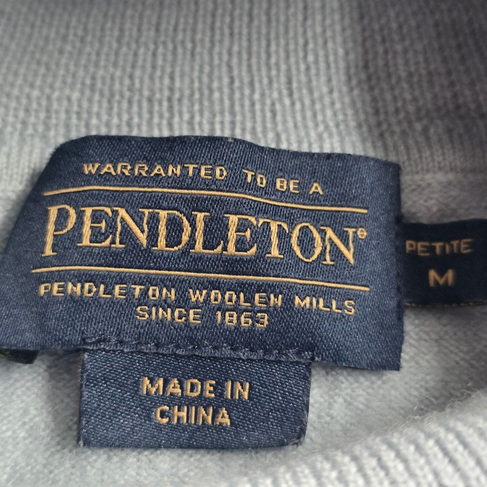 Pendleton Turtleneck Sweater 100% Merino Wool Knit Petite M Light Blue Womens - Picture 4 of 8